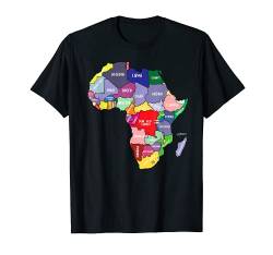 Bunte Afrika-Karte mit Ländernamen, afrikanischer Kontinent T-Shirt von MASH MOSH