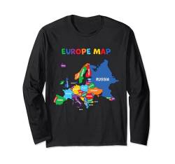 Bunte vereinfachte Karte des europäischen Kontinents, Ländernamen Langarmshirt von MASH MOSH