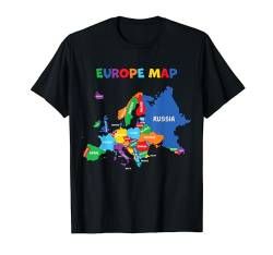 Bunte vereinfachte Karte des europäischen Kontinents, Ländernamen T-Shirt von MASH MOSH