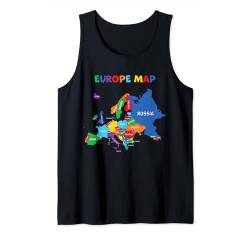 Bunte vereinfachte Karte des europäischen Kontinents, Ländernamen Tank Top von MASH MOSH