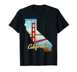 Karte Kalifornien mit Golden Gate Bridge, San Francisco, USA T-Shirt von MASH MOSH