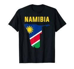 Namibien-Flagge im Inneren der Karte von Namibia, T-Shirt T-Shirt von MASH MOSH