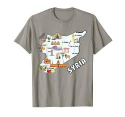 Syrien Karte Städte syrische nationale Symbole T-Shirt von MASH MOSH