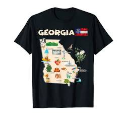 USA Georgia State Travel Map T-Shirt Städte Flagge Sehenswürdigkeiten T-Shirt von MASH MOSH