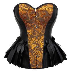 Korsett Satin Korsetts für Frauen Vintage Korsett Vollbrust Plus Size Korsetts für Frauen Gothic Jacquard Kurzes Korsett Bustier Retro Satin Korsett Top von MASKIS