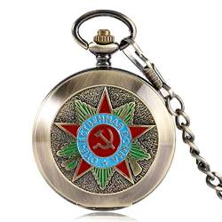 MASKIS Taschenuhr Halskette Mechanische Sowjetische Russland Emblem Kommunistische Partei Abzeichen Taschenuhr UdSSR Sowjetabzeichen Sichelhammer Design Uhr, Bronze, bronze, Retro von MASKIS