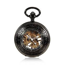 MASKIS Taschenuhr Retro Taschenuhr, Mechanicalwild Hängeliste Uhr hohle mechanische Uhr Vintagenonostalgisch römisch für Männer Frauen (Farbe: Schwarz, Größe: 4,7 x 1,5 cm) (Farbe: Schwarz, Größe: 4,7 von MASKIS