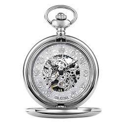 Taschenuhr Retro Mechanische Taschenuhr Glattes Gehäuse Handaufzug Uhren Gravieren Flip Case Taschenuhr Kette Für Männer Frauen von MASKIS