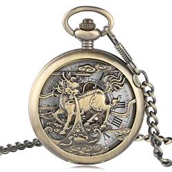 Taschenuhr Vintage Chinesischer Drache Kylin Fantastisches Design Auto Mechanische Taschenuhren Anhänger Krankenschwester Uhr Geschenke Für Männer Frauen Senioren Älteste von MASKIS