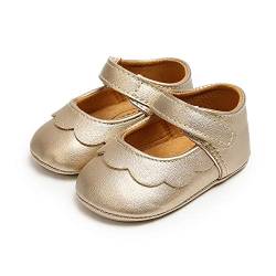 MASOCIO Baby Lauflernschuhe Krabbelschuhe Mädchen Kleinkind Rutschfesten Lederpuschen Babyschuhe Golden 0-6 Monate von MASOCIO