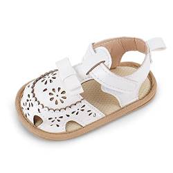 MASOCIO Baby Sandalen Mädchen Baby Sommer Schuhe Babyschuhe Sommerschuhe 9 Größe 19 Sandals 6-12 Monate Weiß 1 von MASOCIO