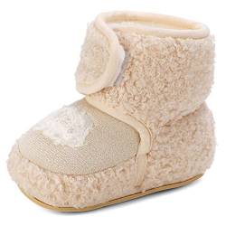 MASOCIO Baby Winterschuhe Junge Mädchen Babyschuhe Winter Baby Boots Stiefel Booties Hausschuhe Winterstiefel Schuhe Größe 19 6-12 Monate Beige von MASOCIO