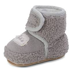 MASOCIO Baby Winterschuhe Junge Mädchen Babyschuhe Winter Baby Boots Stiefel Booties Hausschuhe Winterstiefel Schuhe Größe 19 6-12 Monate Grau 1 von MASOCIO
