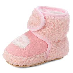 MASOCIO Baby Winterschuhe Mädchen Babyschuhe Winter Baby Boots Stiefel Booties Hausschuhe Winterstiefel Schuhe Größe 19 6-12 Monate Rosa 1 von MASOCIO