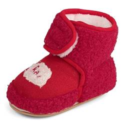 MASOCIO Baby Winterschuhe Mädchen Babyschuhe Winter Baby Boots Stiefel Booties Hausschuhe Winterstiefel Schuhe Größe 19 6-12 Monate Rot 1 von MASOCIO