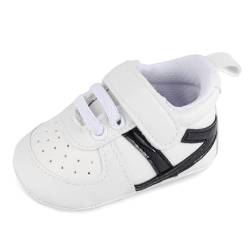 MASOCIO Babyschuhe Junge Baby Schuhe Jungen Lauflernschuhe 0 Krabbelschuhe Sneaker Größe 18 Weiß Schwarz 3-6 Monate von MASOCIO