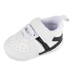MASOCIO Babyschuhe Junge Baby Schuhe Jungen Lauflernschuhe Krabbelschuhe Sneaker Größe 19 Weiß Schwarz 6-12 Monate von MASOCIO