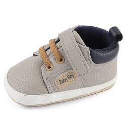 MASOCIO Babyschuhe Junge Baby Schuhe Lauflernschuhe Jungen 0 Krabbelschuhe Sneaker Größe 18 Grau 3-6 Monate von MASOCIO