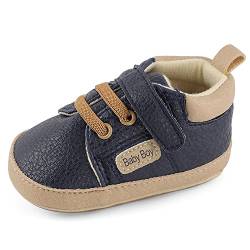 MASOCIO Babyschuhe Junge Baby Schuhe Lauflernschuhe Jungen 0 Krabbelschuhe Sneaker Größe 18 Navy Blau 3-6 Monate von MASOCIO
