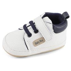 MASOCIO Babyschuhe Junge Baby Schuhe Lauflernschuhe Jungen 0 Krabbelschuhe Sneaker Größe 18 Weiß 3-6 Monate von MASOCIO