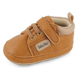 MASOCIO Babyschuhe Junge Baby Schuhe Lauflernschuhe Jungen Krabbelschuhe Sneaker Größe 19 Braun 6-12 Monate von MASOCIO