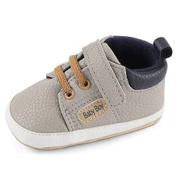 MASOCIO Babyschuhe Junge Baby Schuhe Lauflernschuhe Jungen Krabbelschuhe Sneaker Größe 20 Grau 12-18 Monate von MASOCIO
