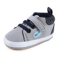 MASOCIO Babyschuhe Junge Baby Schuhe Lauflernschuhe Shoes Sneaker Gummi Sohle Größe 19 6-12 Monate Grau von MASOCIO