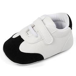 MASOCIO Babyschuhe Junge Mädchen Baby Schuhe Lauflernschuhe Jungen 0 Krabbelschuhe Sneaker Größe 18 Weiß Schwarz 3-6 Monate von MASOCIO