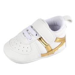 MASOCIO Babyschuhe Junge Mädchen Baby Schuhe Lauflernschuhe Jungen Krabbelschuhe Sneaker Größe 20 Weiß Gold 12-18 Monate von MASOCIO