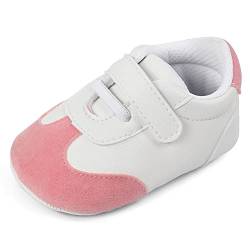 MASOCIO Babyschuhe Mädchen Baby Schuhe Lauflernschuhe 0 Krabbelschuhe Sneaker Größe 18 Weiß Rosa 3-6 Monate von MASOCIO