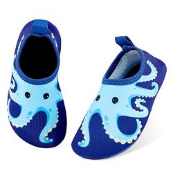 MASOCIO Badeschuhe Kinder Junge Wasserschuhe Schnell Trocknend Aquaschuhe Schwimmschuhe Strandschuhe Jungen Aqua Wasser Schuhe Größe 21 22 EU Navy Blau 1 (Herstellergröße: CN 24/25) von MASOCIO