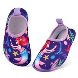 MASOCIO Badeschuhe Kinder Mädchen Wasserschuhe Aquaschuhe Schnell Trocknend Schwimmschuhe Aqua Schuhe Strandschuhe Größe 21 22 EU Lila (Herstellergröße: CN 24/25) von MASOCIO