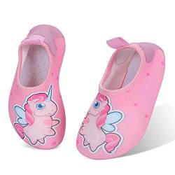 MASOCIO Badeschuhe Kinder Mädchen Wasserschuhe Schnell Trocknend Aquaschuhe Schwimmschuhe Strandschuhe Aqua Schuhe Größe 31 32 EU Rosa (Herstellergröße: CN 34/35) von MASOCIO