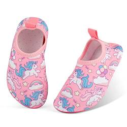 MASOCIO Badeschuhe Kinder Mädchen Wasserschuhe Schnell Trocknend Aquaschuhe Schwimmschuhe Strandschuhe Aqua Wasser Schuhe Größe 24 25 EU Rosa 1 (Herstellergröße: CN 27/28) von MASOCIO