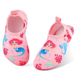 MASOCIO Badeschuhe Kinder Mädchen Wasserschuhe Schnell Trocknend Aquaschuhe Schwimmschuhe Strandschuhe Aqua Wasser Schuhe Größe 27 28 EU Rosa 2 (Herstellergröße: CN 30/31) von MASOCIO