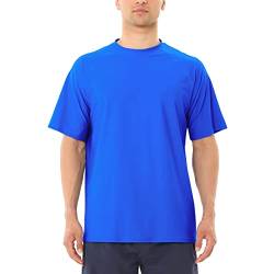 MASOCIO Badeshirt UV Shirt Herren Wasser Männer Kurzarm UPF50+ Schwimmshirt Schwimm Surf Surfshirts Rashguard UV Protection Schutz Rash Guard Bade T-Shirt Tshirt Blau XXL von MASOCIO