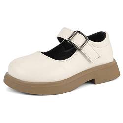 MASOCIO Ballerinas Mädchen Mary Jane Prinzessin Kinderschuhe Kleinkind Kinder Schuhe Kommunionschuhe Kommunion Balerinaschuhe Beige Größe 26 EU von MASOCIO