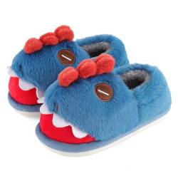 MASOCIO Hausschuhe Kinder Junge Plüsch Puschen Warm Warme Winter Kinderhausschuhe Lustige Kuschel Hüttenschuhe Kleinkind Pantoffeln Jungen Monster Größe 25 26 Blau 2 von MASOCIO