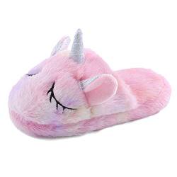 MASOCIO Hausschuhe Kinder Mädchen Plüsch Puschen Warme Winter Pantoffeln Kinderhausschuhe Offen Kuschelig Hüttenschuhe Slippers Größe 36 37 Rosa Mehrfarbig 1 von MASOCIO