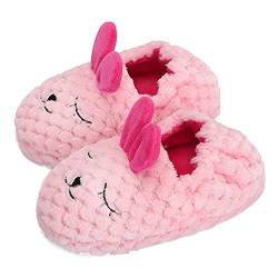 MASOCIO Hausschuhe Kinder Mädchen Plüsch Puschen Winter Warm Kinderhausschuhe Hüttenschuhe Kleinkind Pantoffeln Größe 27 28 Hase Rosa von MASOCIO