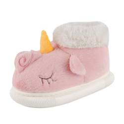 MASOCIO Hausschuhe Kinder Mädchen Plüsch Warme Warm Winter Pantoffeln Kinderhausschuhe Flauschige Kuschel Puschen Kleinkind Hüttenschuhe Tier Slippers Größe 32 33 Rosa von MASOCIO