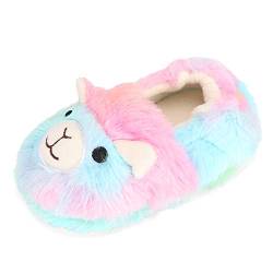 MASOCIO Hausschuhe Kinder Mädchen Winter Kinderhausschuhe Hüttenschuhe Plüsch Puschen Pantoffeln Slippers Alpaka Größe 22 23 von MASOCIO