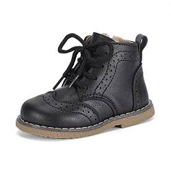 MASOCIO Kinder Stiefel Mädchen Jungen Boots KinderStiefel Kleinkind Stiefeletten Junge Schuhe Herbstschuhe Schnürboots Kinderschuhe Schwarz Größe 22 EU (CN 22) von MASOCIO