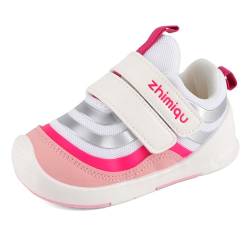 MASOCIO Lauflernschuhe Mädchen Babyschuhe Baby Schuhe Kinder Kinderschuhe Krabbelschuhe Sneaker Weiß Rosa Größe 22 (Herstellergröße 20) von MASOCIO