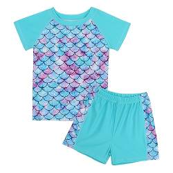 MASOCIO UV Badebekleidung Mädchen Badeanzug Kinder Shirt Kurzarm Badeshorts UPF 50+ UV Schutz Kleidung Anzug Badeshirt Schwimmanzug Mädchen 10 12 Jahre Skalen 6 von MASOCIO