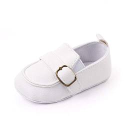 MASOCIO Weiß Baby Schuhe Junge 0-6 Monate Babyschuhe Kleinkind Mokassin Anti-Rutsch Weiche Sohle Flach von MASOCIO