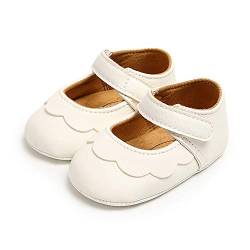 MASOCIO Weiß Baby Schuhe Mädchen 0-6 Monate Babyschuhe Kleinkind Lauflernschuhe Taufschuhe Anti-Rutsch Flach Casual von MASOCIO