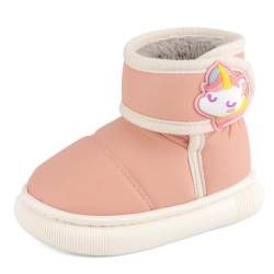 MASOCIO Winterschuhe Kinder Mädchen Boots Stiefel Winter Warme Kinderschuhe Stiefeletten Gefüttert Hausschuhe Baby Kleinkind Winterstiefel Schuhe Größe 31 32 Rosa von MASOCIO