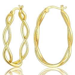 MASOP Creolen Gold Groß, Oval Ohrringe Silber 925 Groß Vergoldet Infinity Creolen Ohrringe Unendlichkeitszeichen für Damen Frauen von MASOP