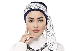 Hijab Jersey Turban Caps Abaya Chiffon Kopfbedeckung für Frauen Langer Schal Muslimische Wrap Schals Frauen Yanna Gr. One size, Marineblauer Lillium von MASUMI